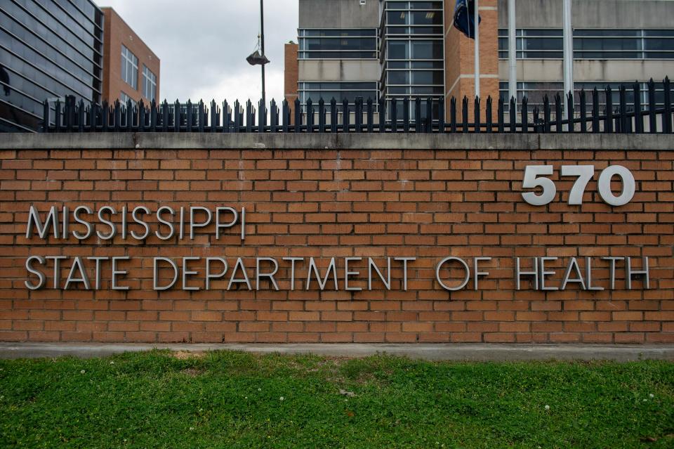 The Mississippi State Department of Health sign in Jackson.