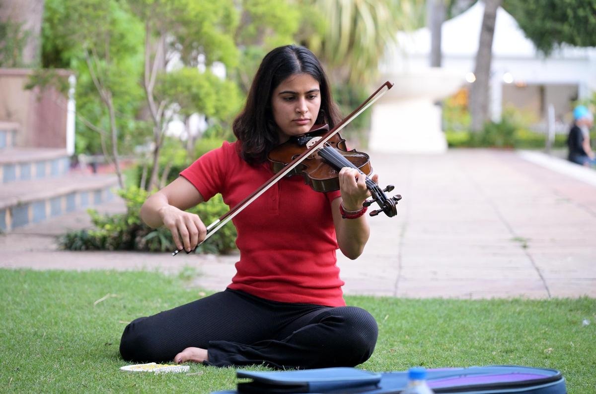 Beyond the range: The violin is a recent addition to Manu’s range of interests. She’s also been taking classes in kathak and horse riding.