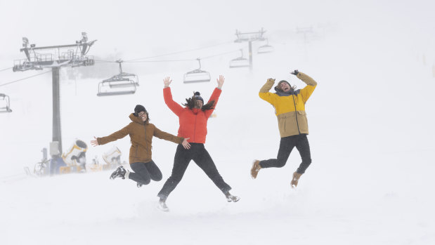 Snow at Perisher on June 1, 2022, when early snowfalls prompted the resorts to open early.