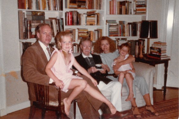 Allegra (far right), circa 1984 with family. From left: father John, sister Bianca, grandfather Percy and mother Carla.