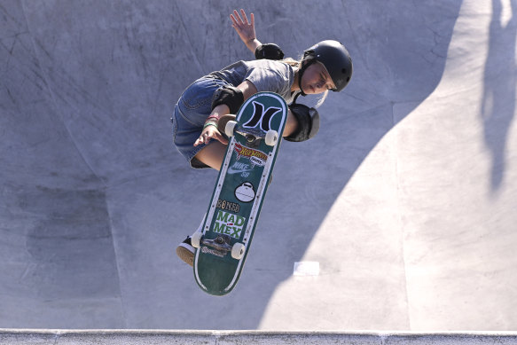 Trew warms up for one of the Olympic qualifiers earlier this year.